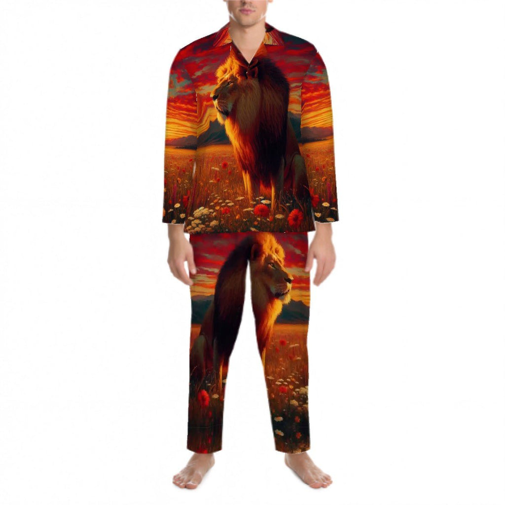 Lion in the Sunset 2 Long Sleeved Pajamas for Men Set - Gregg Acini Adoree Designs - Men's Pajamas