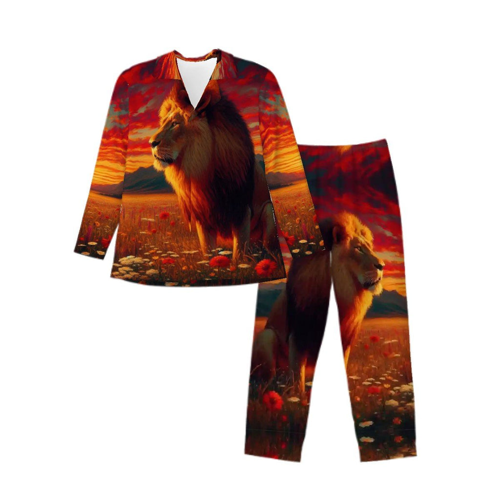 Lion in the Sunset 2 Long Sleeved Pajamas for Men Set - Gregg Acini Adoree Designs - Men's Pajamas