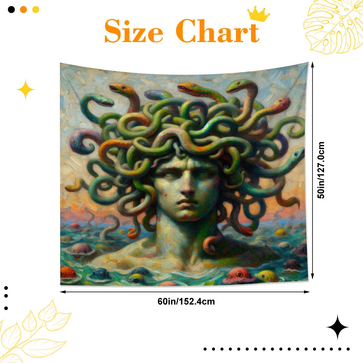 Medusa in the Sea Lightweight Wall Tapestry (Fabric Wall Hanging - USA) - Gregg Acini Adoree Designs - Wall Coverings