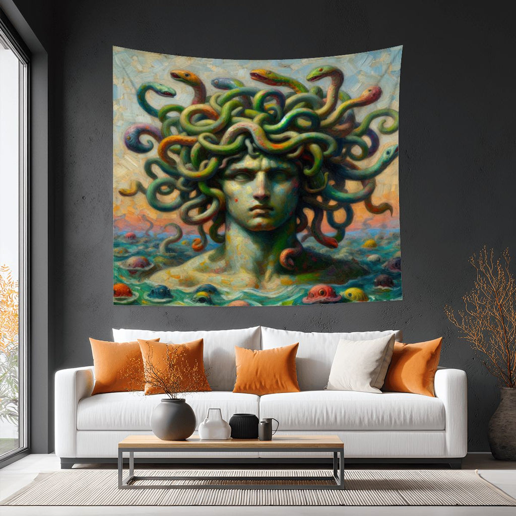Medusa in the Sea Lightweight Wall Tapestry (Fabric Wall Hanging - USA) - Gregg Acini Adoree Designs - Wall Coverings