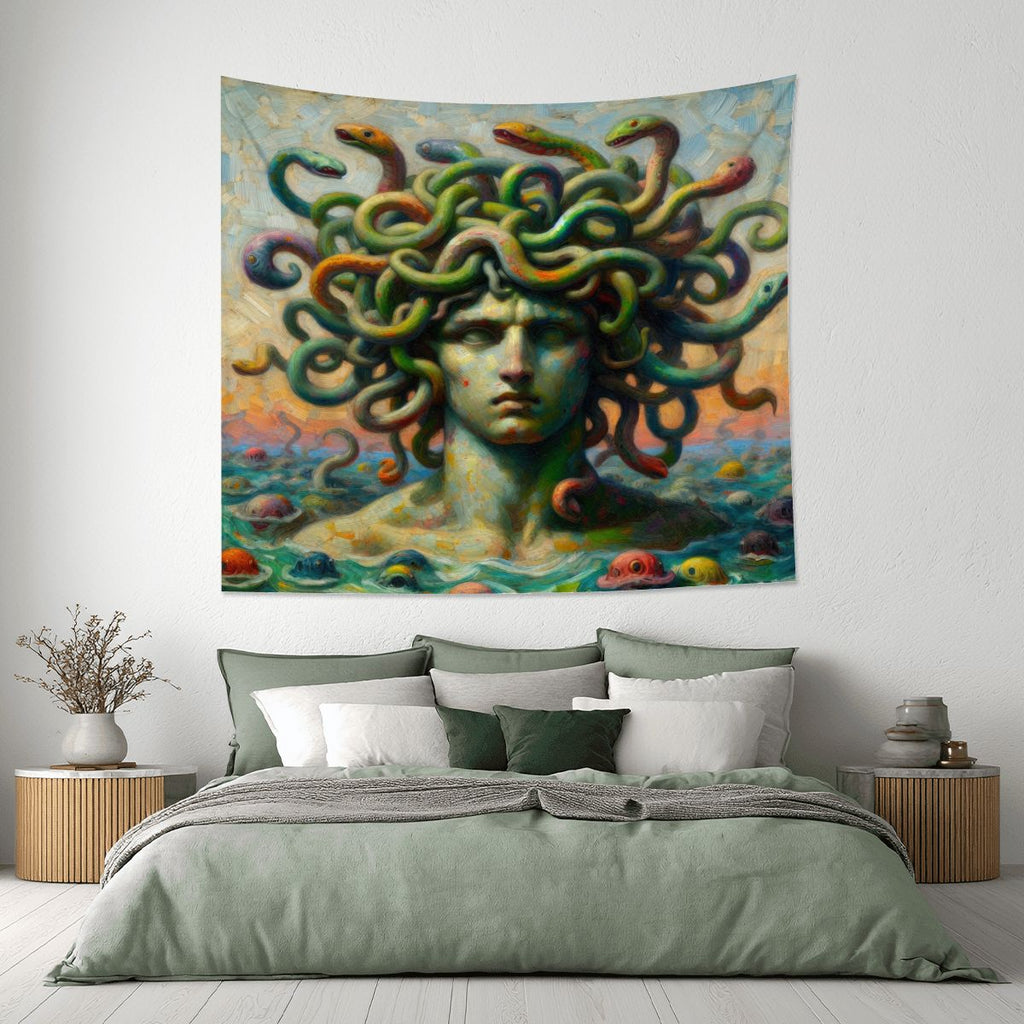 Medusa in the Sea Lightweight Wall Tapestry (Fabric Wall Hanging - USA) - Gregg Acini Adoree Designs - Wall Coverings