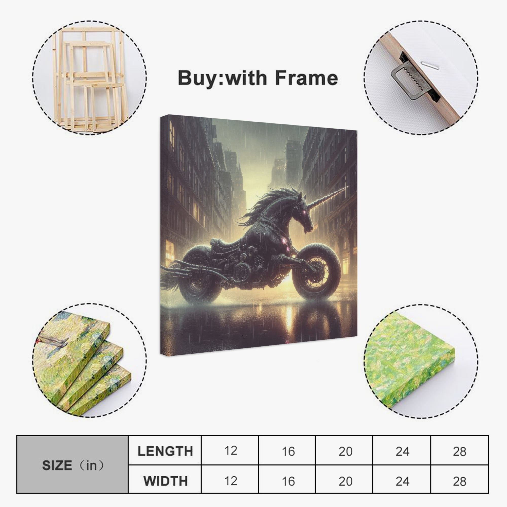 Motorcycle Unicorn 1:1 Ratio Canvas Painting - Gregg Acini Adoree Designs - Canvas