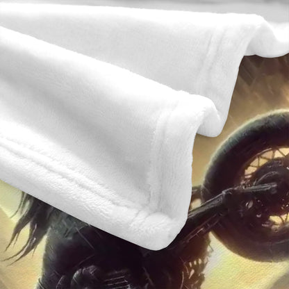Motorcycle Unicorn 300 GSM Flannel Throw Blanket (Made in USA) - Gregg Acini Adoree Designs - Blanket