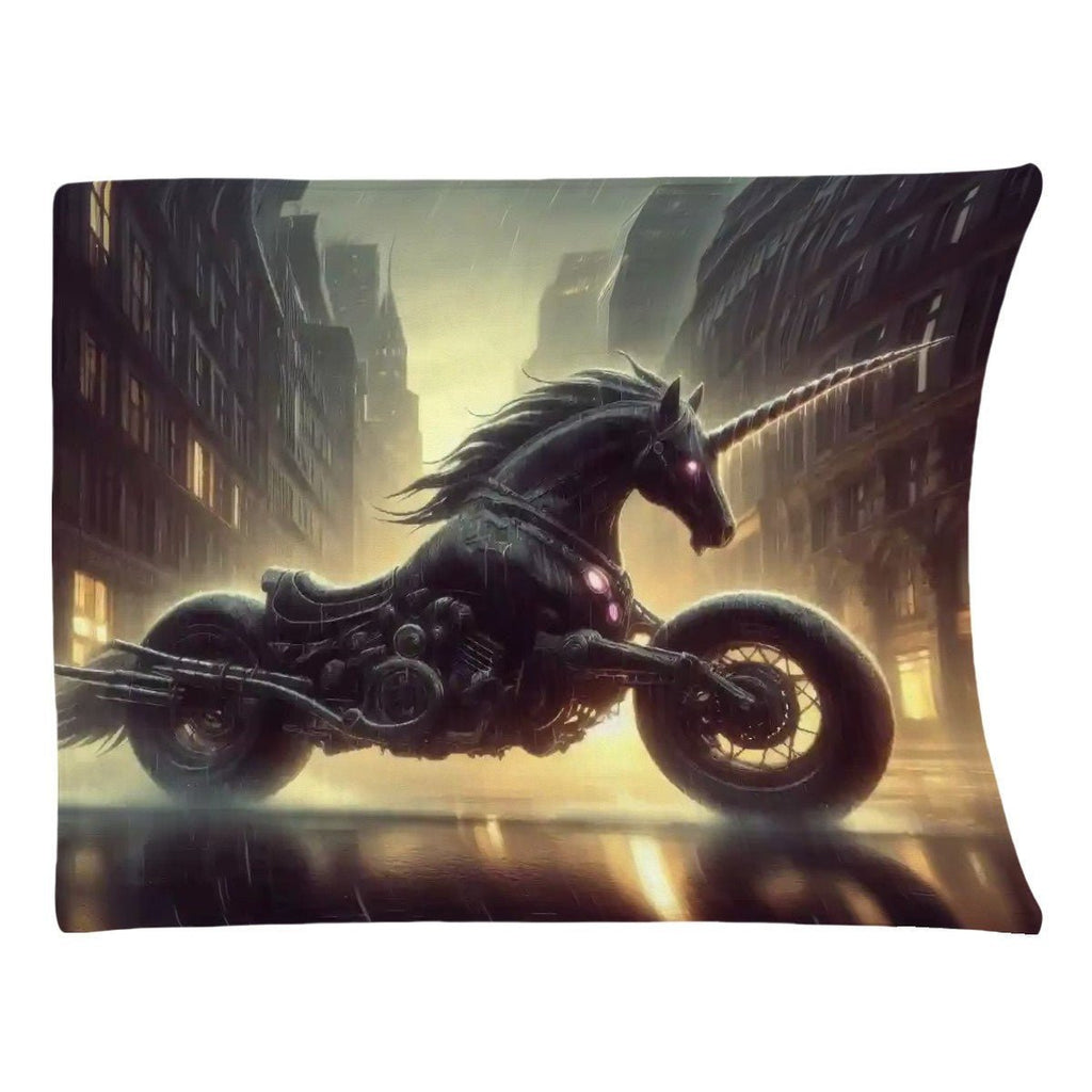 Motorcycle Unicorn 300 GSM Flannel Throw Blanket (Made in USA) - Gregg Acini Adoree Designs - Blanket