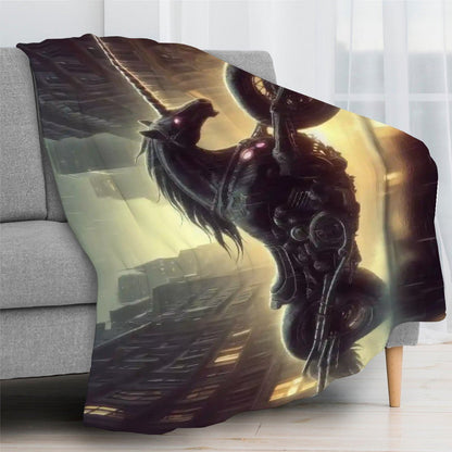 Motorcycle Unicorn 300 GSM Flannel Throw Blanket (Made in USA) - Gregg Acini Adoree Designs - Blanket