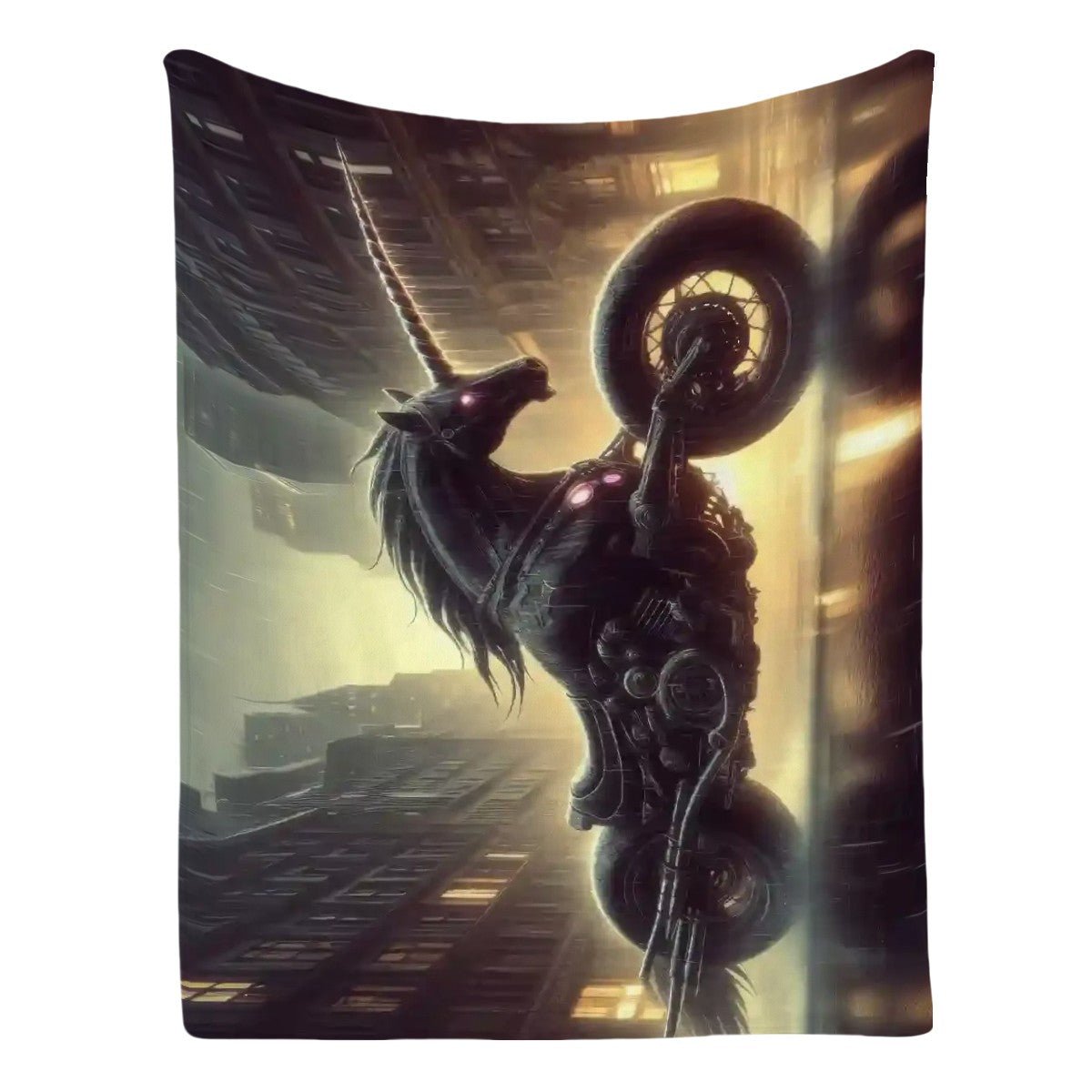 Motorcycle Unicorn 300 GSM Flannel Throw Blanket (Made in USA) - Gregg Acini Adoree Designs - Blanket