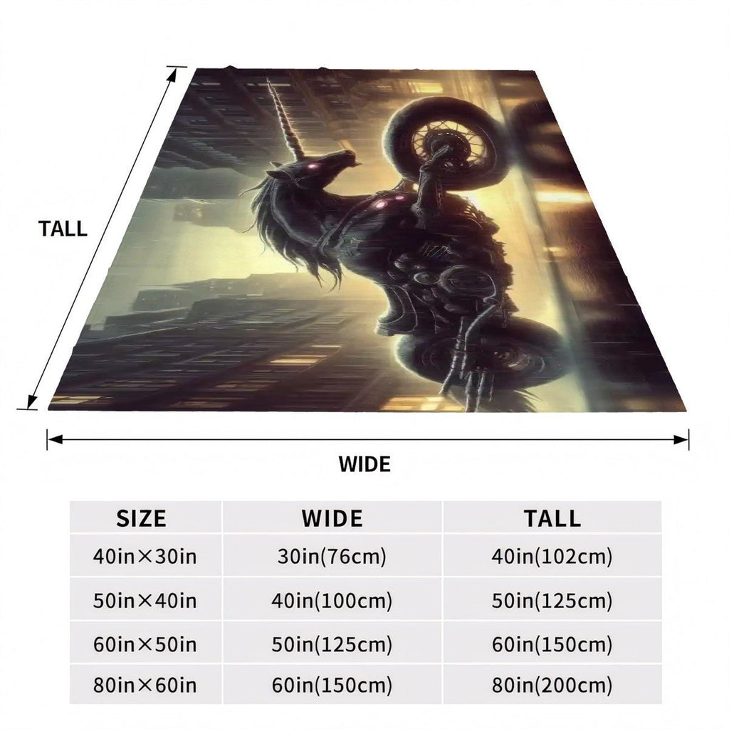 Motorcycle Unicorn 300 GSM Flannel Throw Blanket (Made in USA) - Gregg Acini Adoree Designs - Blanket