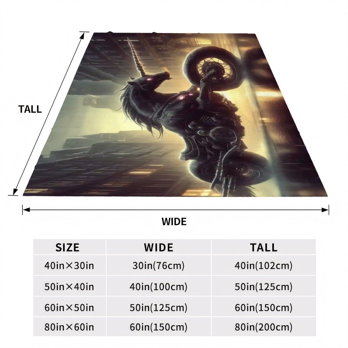 Motorcycle Unicorn 300 GSM Flannel Throw Blanket (Made in USA) - Gregg Acini Adoree Designs - Blanket