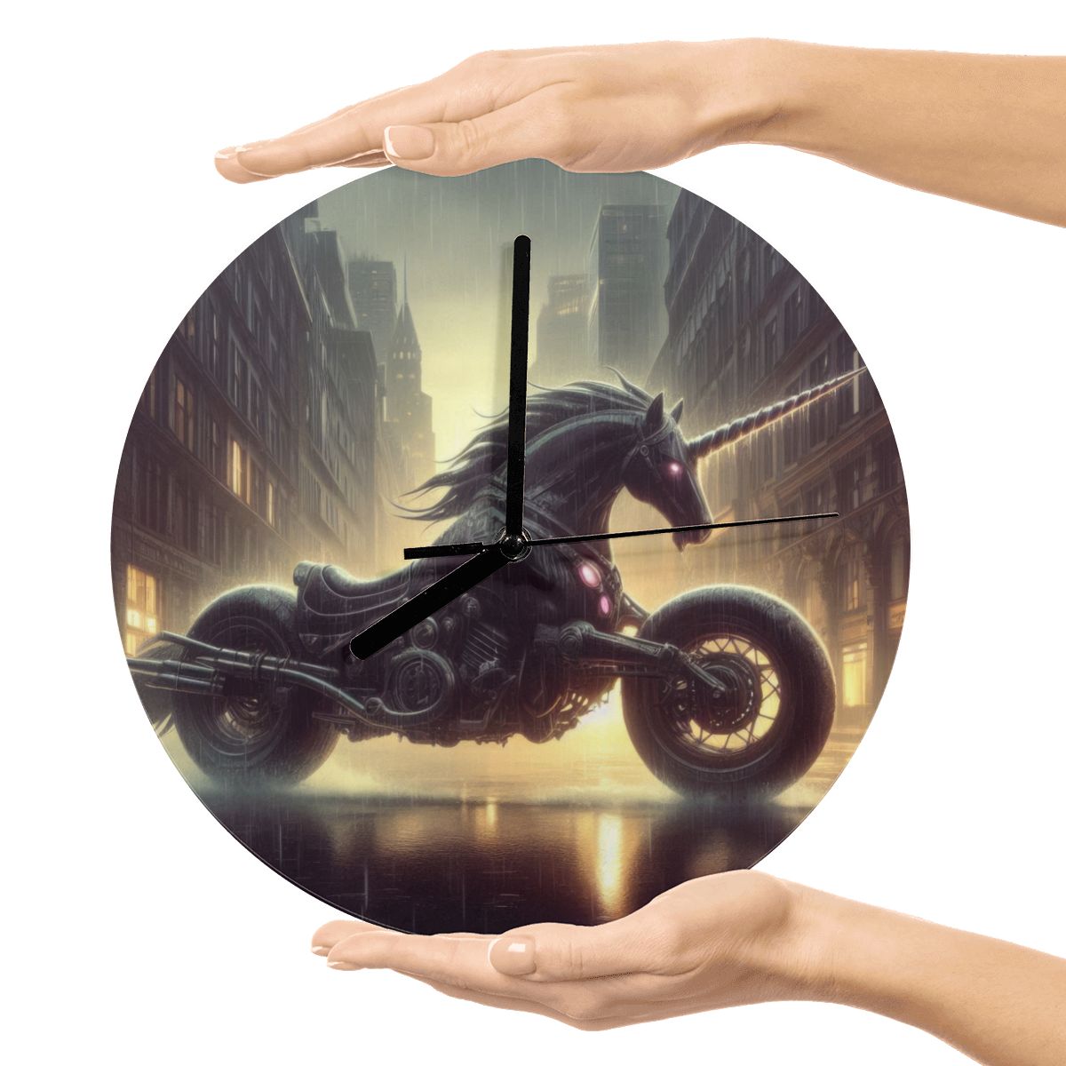 Motorcycle Unicorn MDF Wall Clock (Made in USA) - Gregg Acini Adoree Designs - Wall Clock