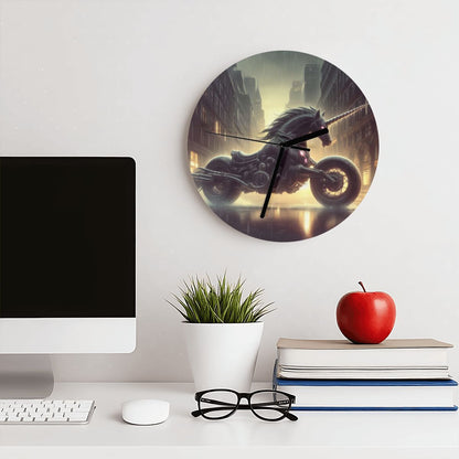 Motorcycle Unicorn MDF Wall Clock (Made in USA) - Gregg Acini Adoree Designs - Wall Clock