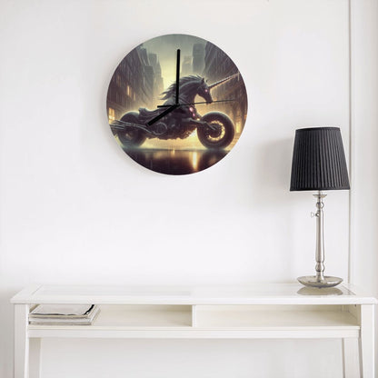 Motorcycle Unicorn MDF Wall Clock (Made in USA) - Gregg Acini Adoree Designs - Wall Clock