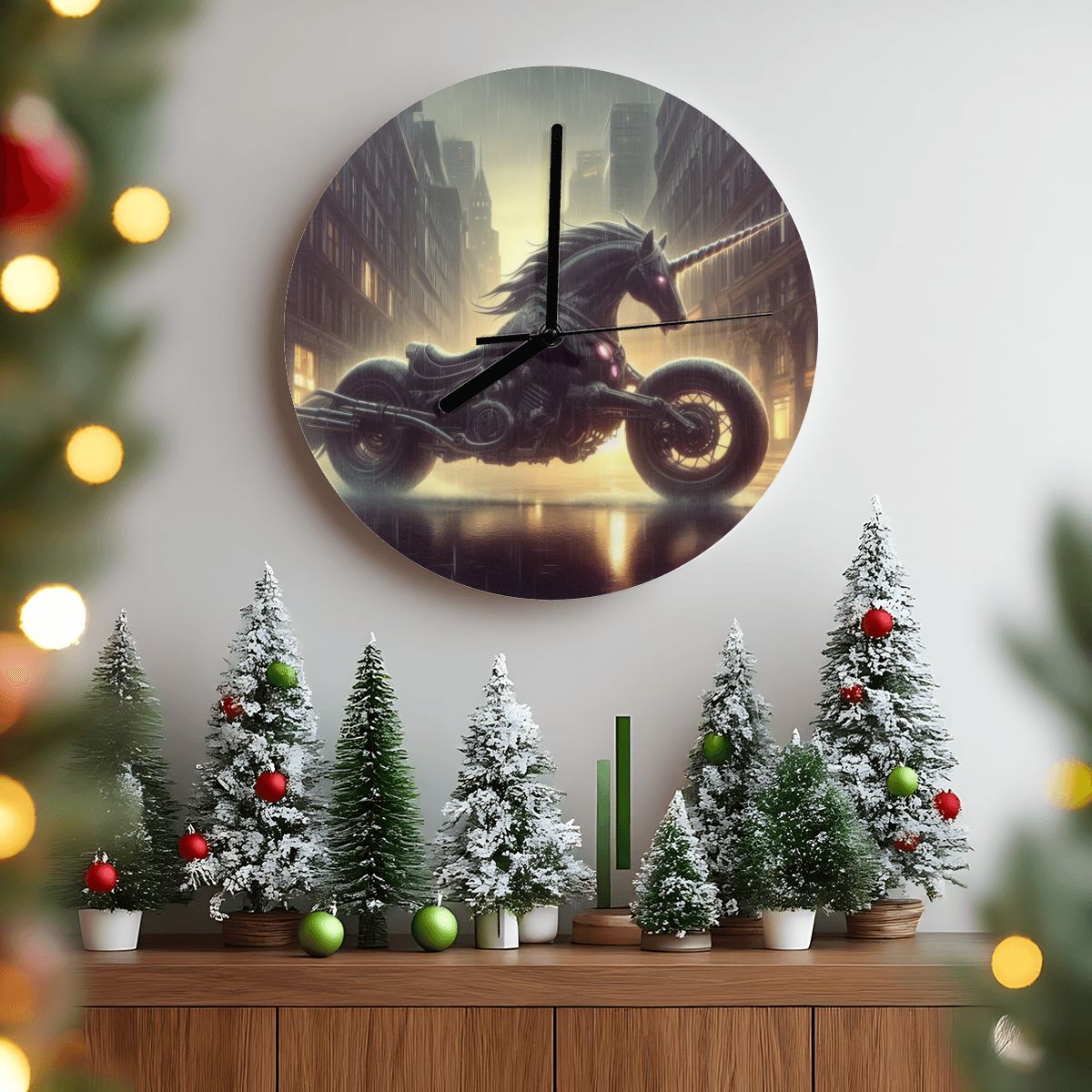 Motorcycle Unicorn MDF Wall Clock (Made in USA) - Gregg Acini Adoree Designs - Wall Clock