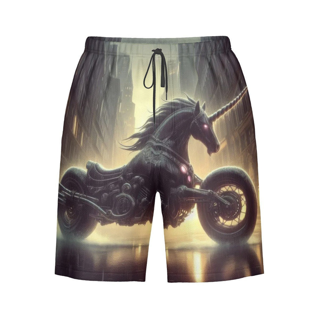 Motorcycle Unicorn Men's Beach Shorts - Gregg Acini Adoree Designs - Swimsuit