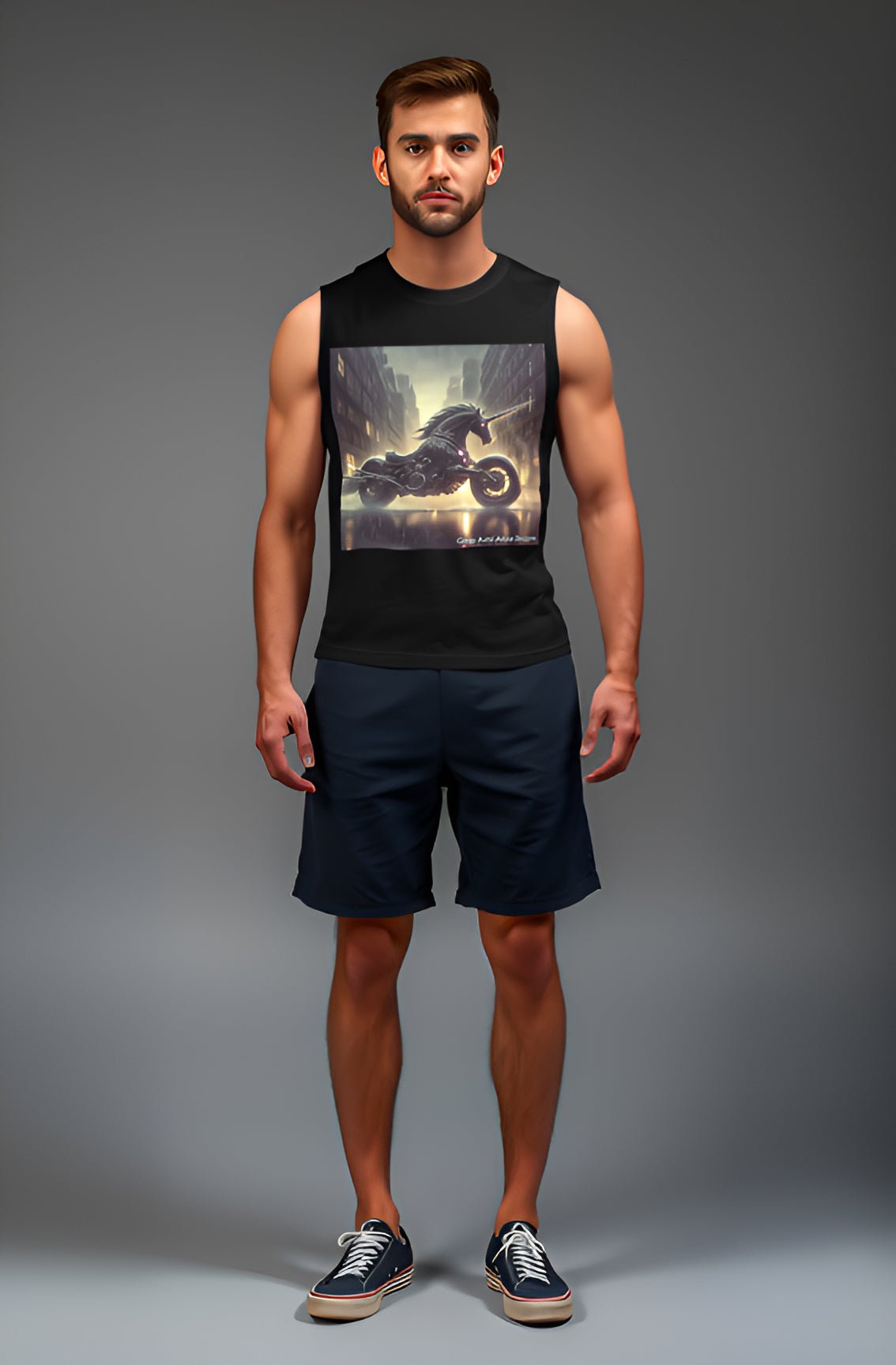 Motorcycle Unicorn Muscle Shirt by Gregg Acini Adoree Designs - Gregg Acini Adoree Designs - Muscle Shirt