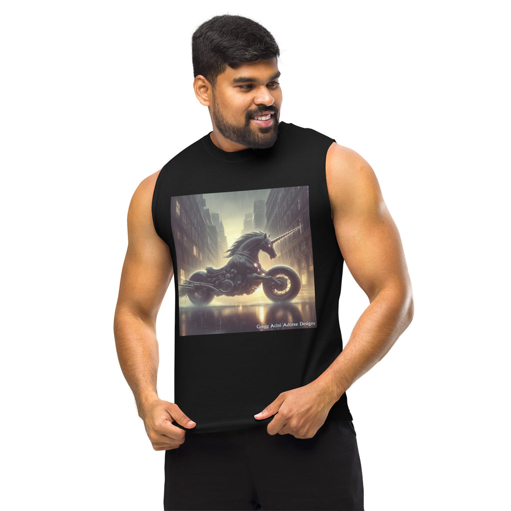 Motorcycle Unicorn Muscle Shirt by Gregg Acini Adoree Designs - Gregg Acini Adoree Designs - Muscle Shirt