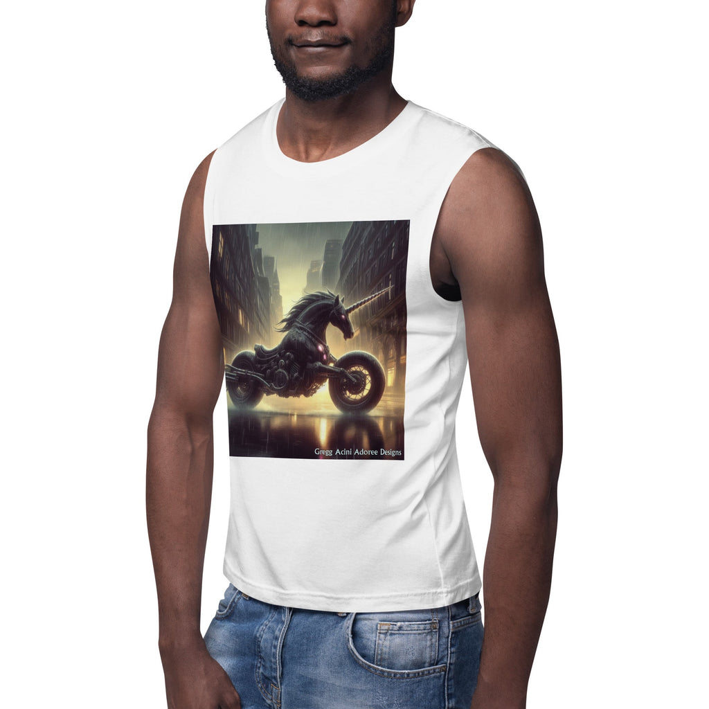 Motorcycle Unicorn Muscle Shirt by Gregg Acini Adoree Designs - Gregg Acini Adoree Designs - Muscle Shirt