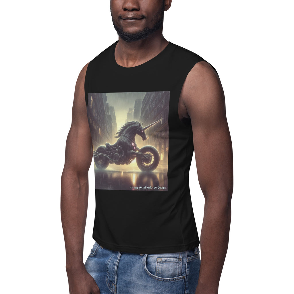 Motorcycle Unicorn Muscle Shirt by Gregg Acini Adoree Designs - Gregg Acini Adoree Designs - Muscle Shirt