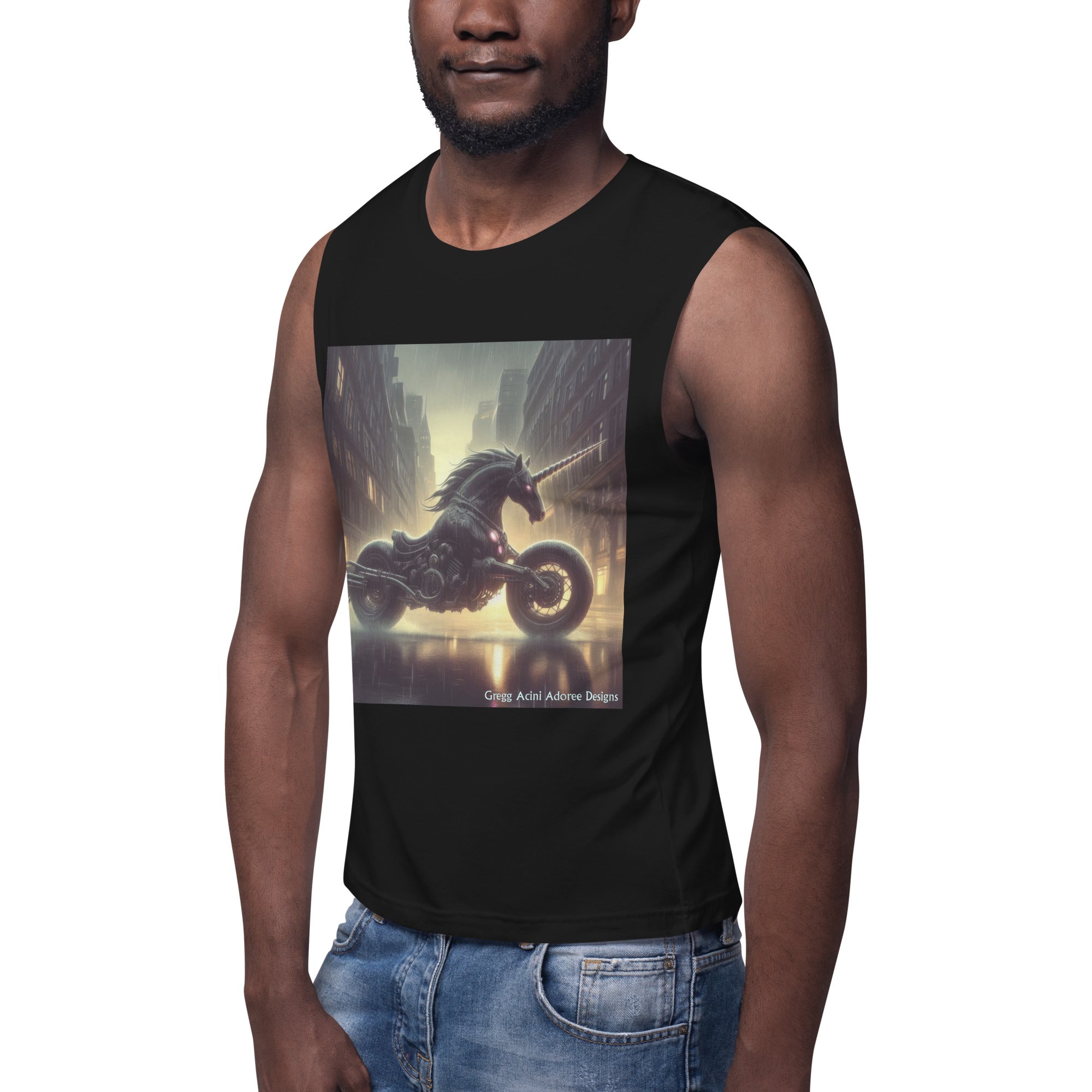 Motorcycle Unicorn Muscle Shirt by Gregg Acini Adoree Designs - Gregg Acini Adoree Designs - Muscle Shirt