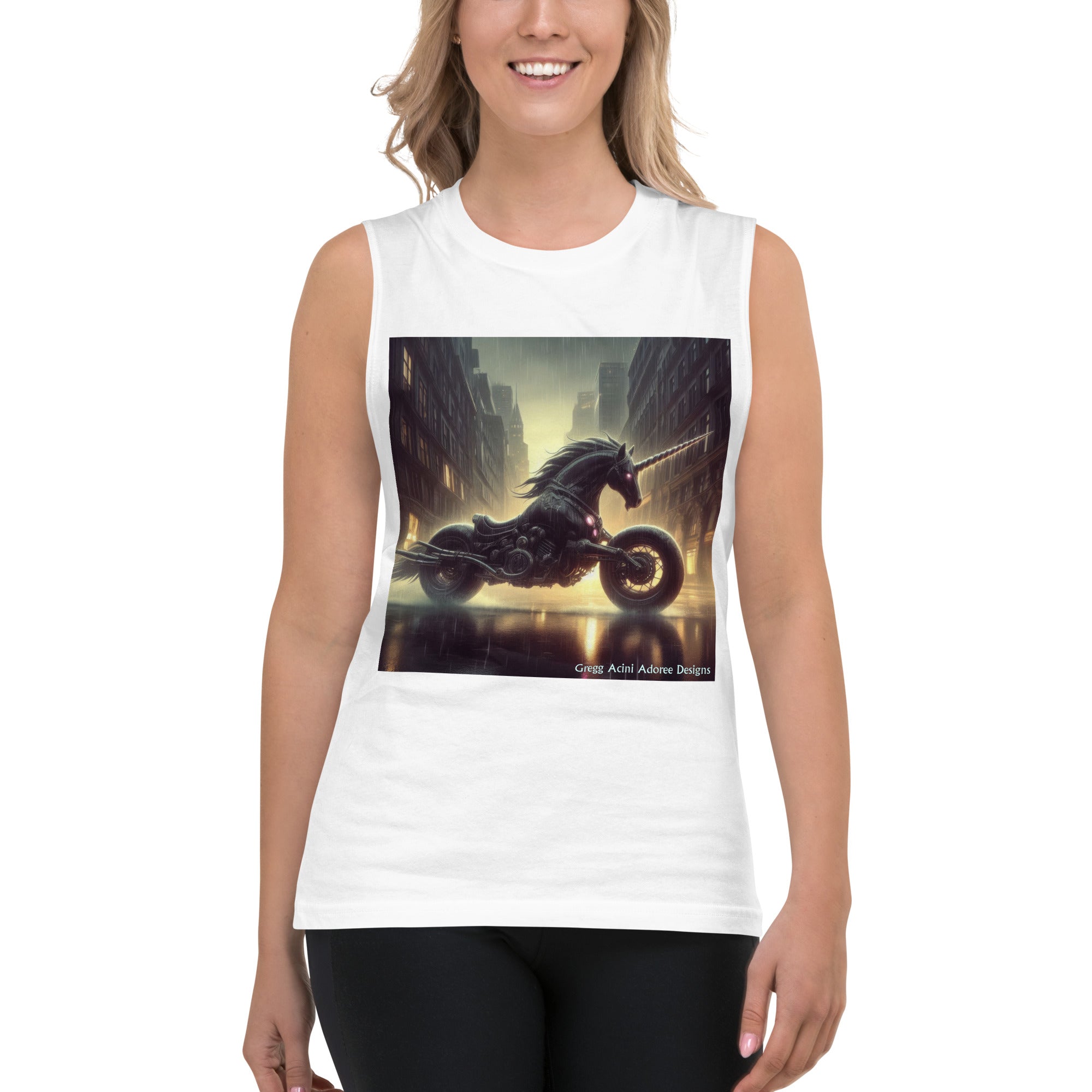 Motorcycle Unicorn Muscle Shirt by Gregg Acini Adoree Designs - Gregg Acini Adoree Designs - Muscle Shirt