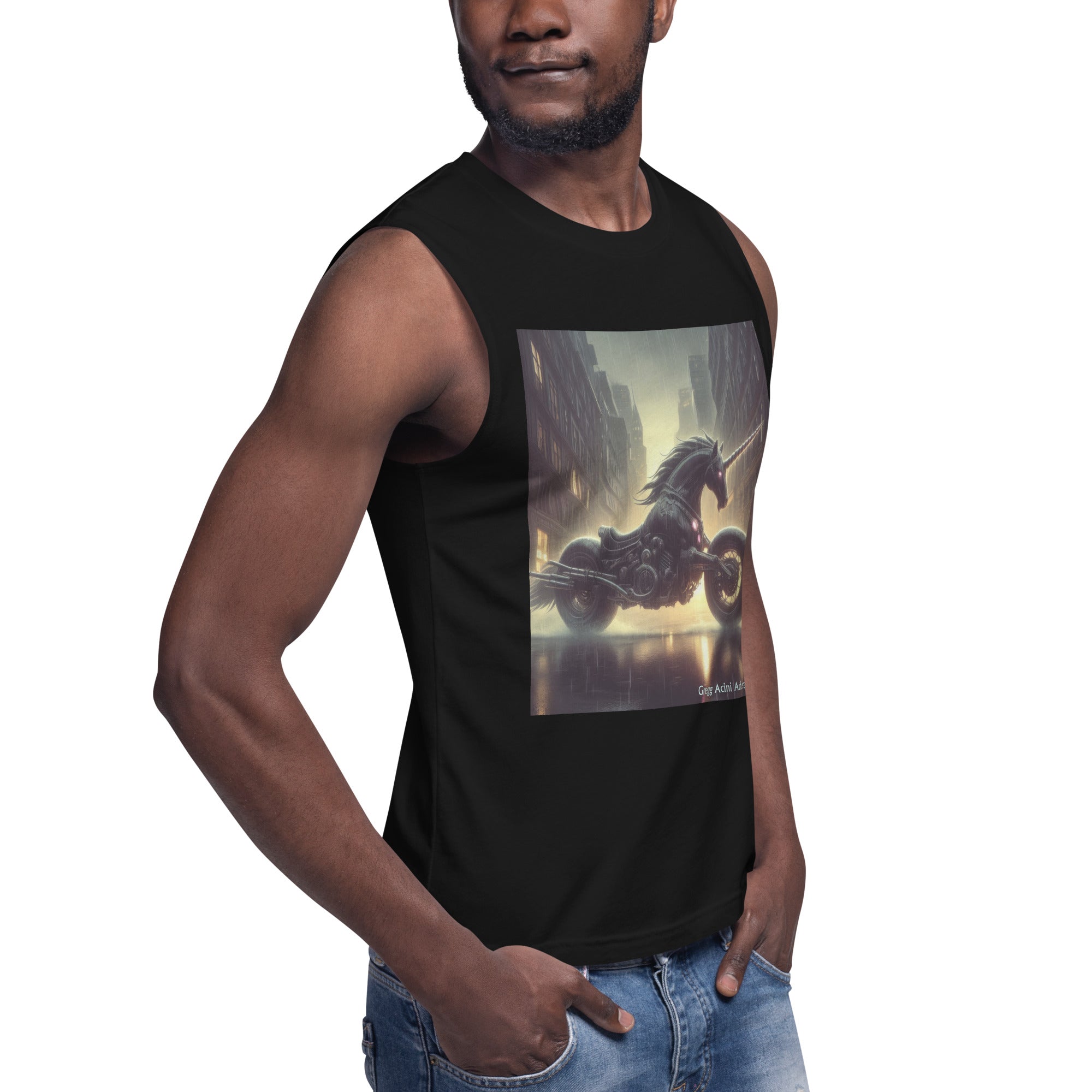 Motorcycle Unicorn Muscle Shirt by Gregg Acini Adoree Designs - Gregg Acini Adoree Designs - Muscle Shirt