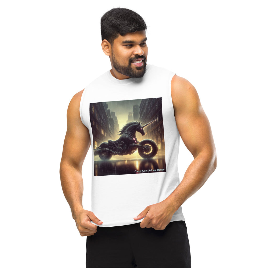 Motorcycle Unicorn Muscle Shirt by Gregg Acini Adoree Designs - Gregg Acini Adoree Designs - Muscle Shirt