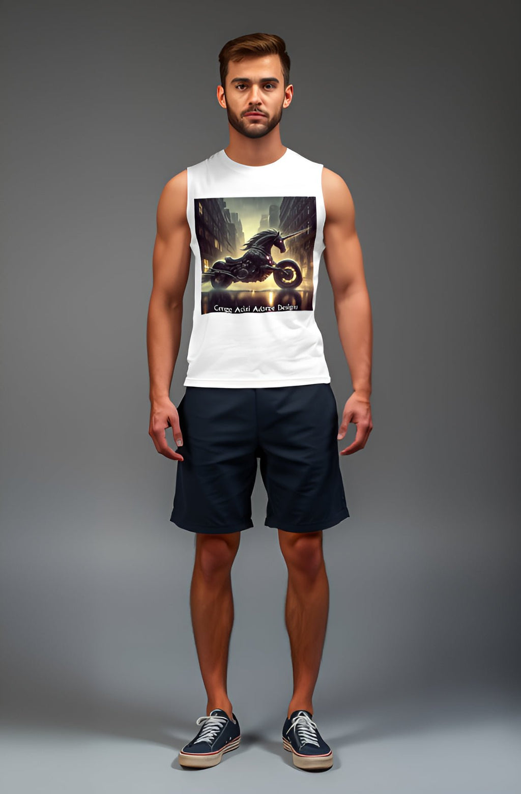 Motorcycle Unicorn Muscle Shirt by Gregg Acini Adoree Designs - Gregg Acini Adoree Designs - Muscle Shirt