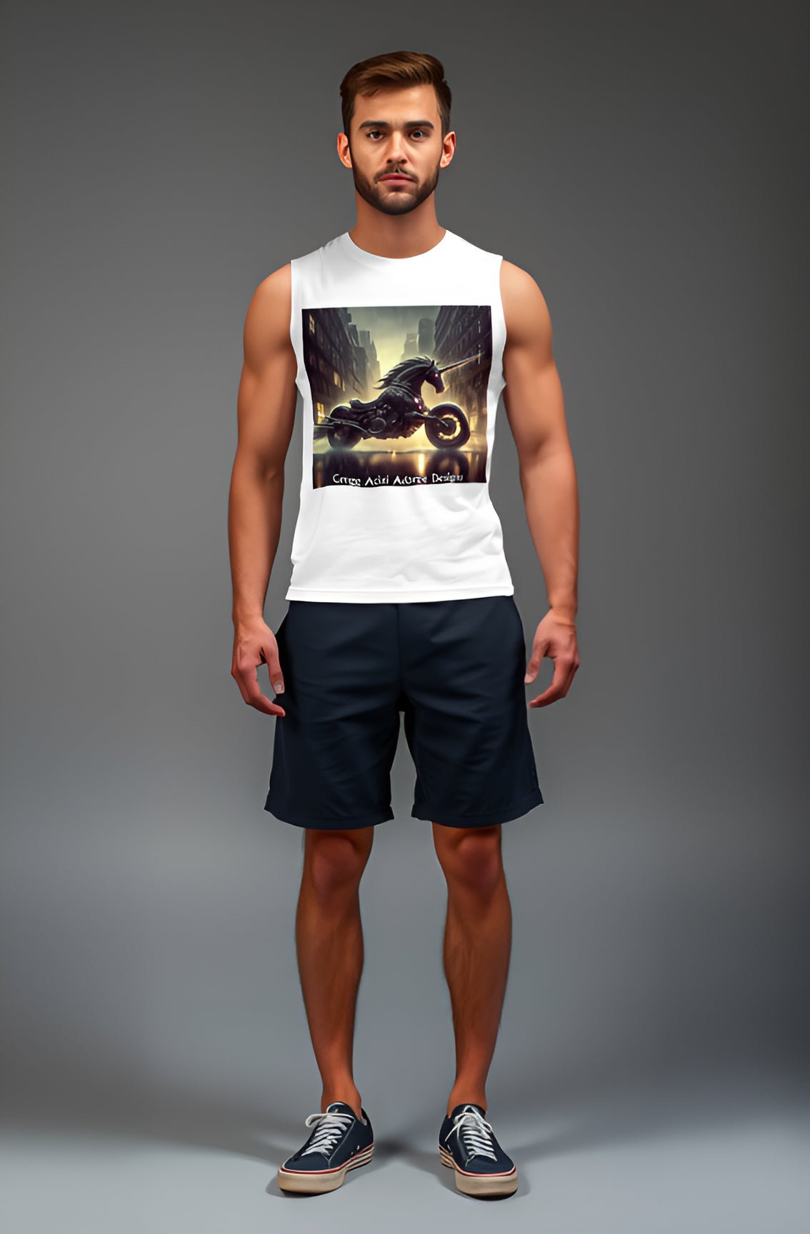 Motorcycle Unicorn Muscle Shirt by Gregg Acini Adoree Designs - Gregg Acini Adoree Designs - Muscle Shirt