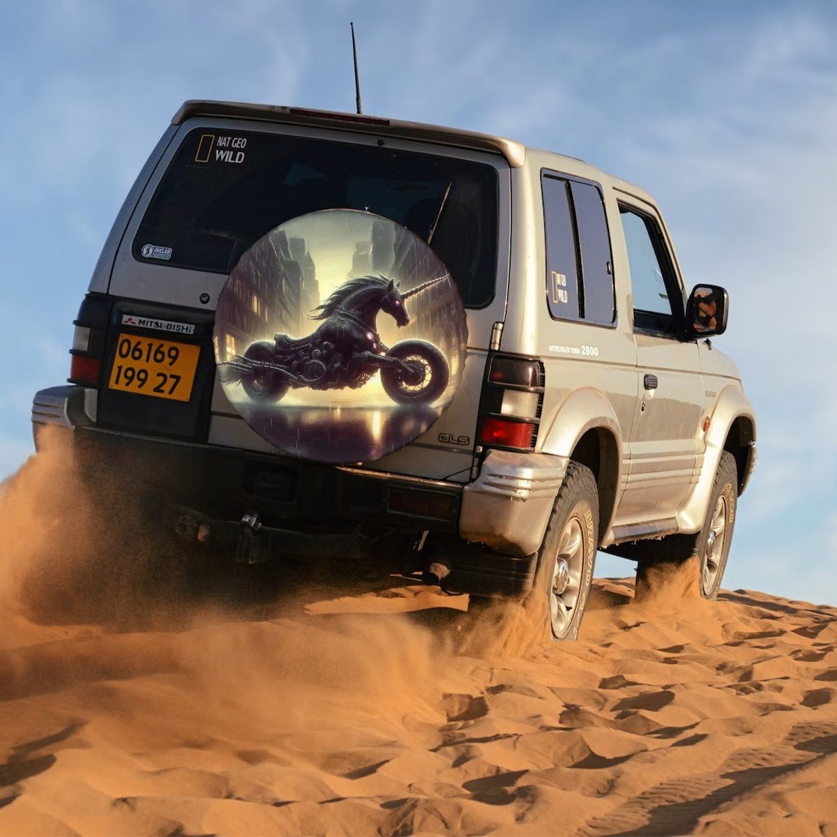 Motorcycle Unicorn - Thickened Spare Tire Cover - Gregg Acini Adoree Designs - Spare Tire Cover