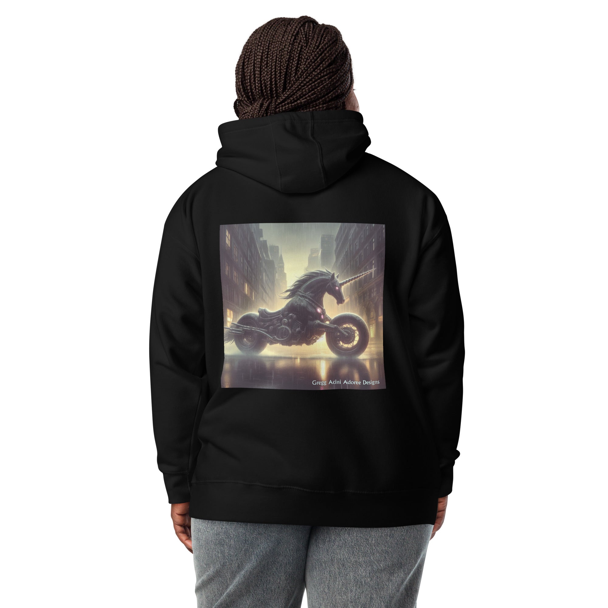 Motorcycle Unicorn Unisex Hoodie by Gregg Acini Adoree Designs - Gregg Acini Adoree Designs - Hoodie