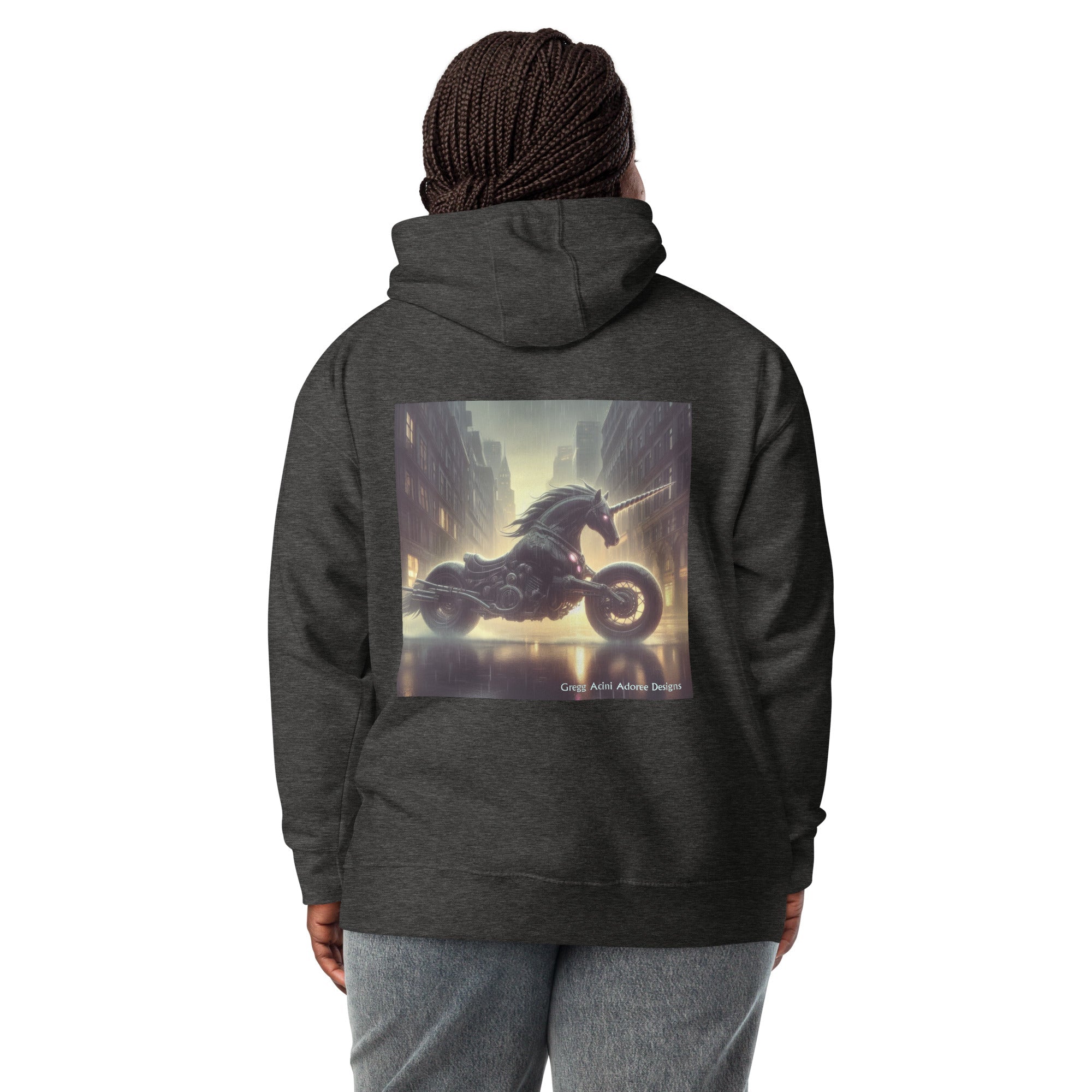 Motorcycle Unicorn Unisex Hoodie by Gregg Acini Adoree Designs - Gregg Acini Adoree Designs - Hoodie