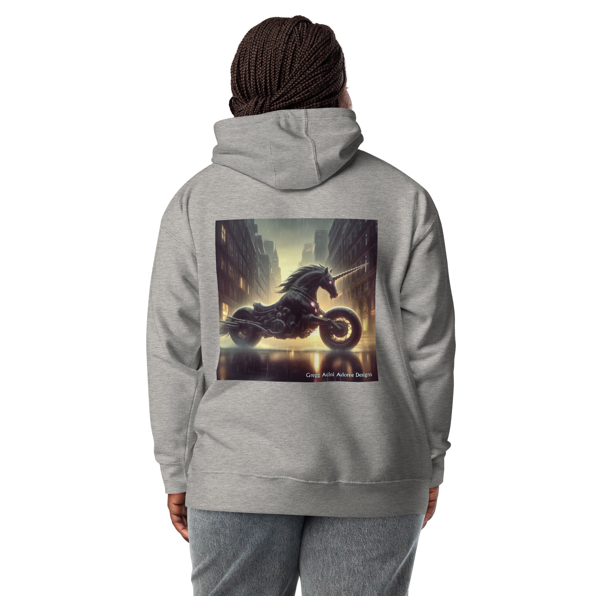 Motorcycle Unicorn Unisex Hoodie by Gregg Acini Adoree Designs - Gregg Acini Adoree Designs - Hoodie