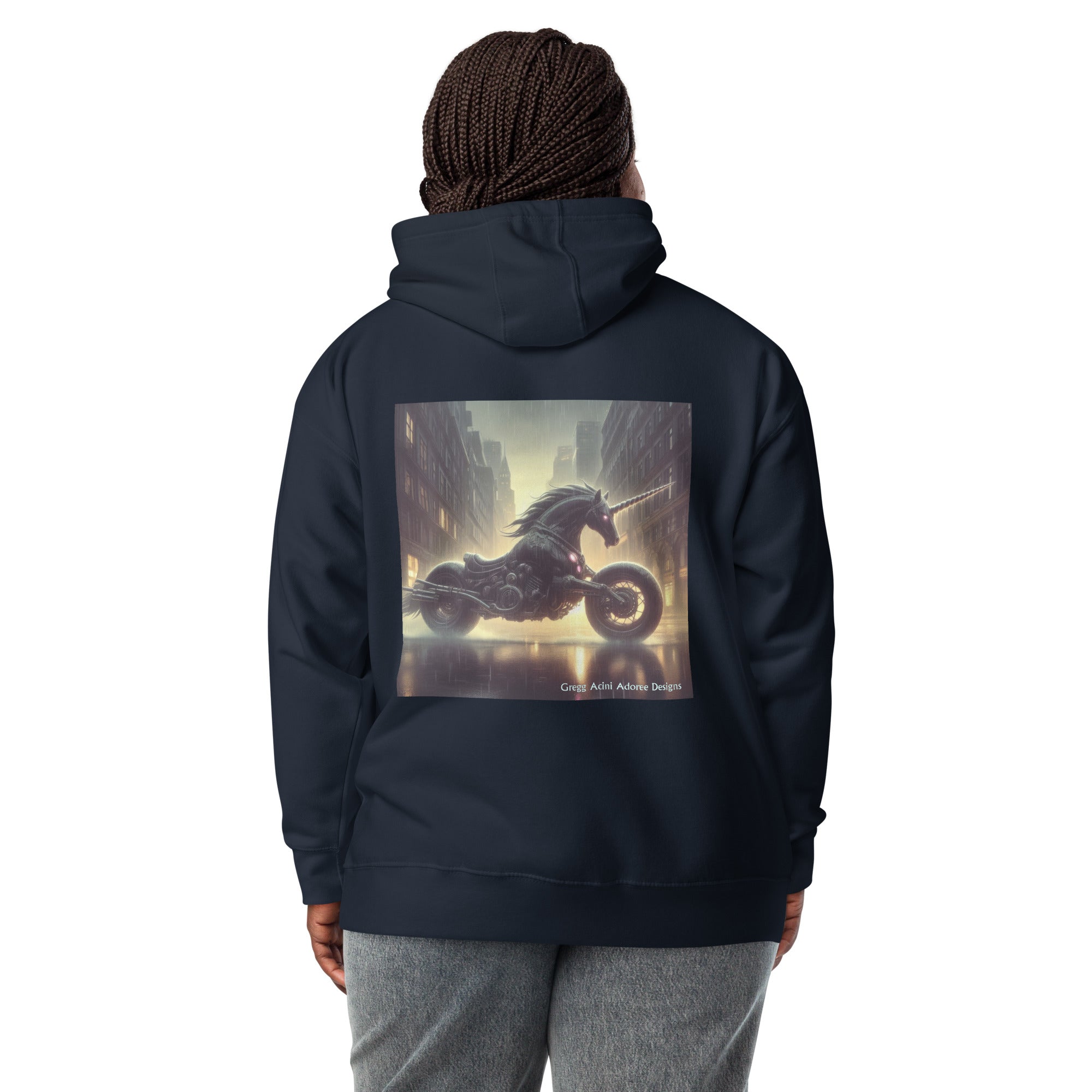 Motorcycle Unicorn Unisex Hoodie by Gregg Acini Adoree Designs - Gregg Acini Adoree Designs - Hoodie