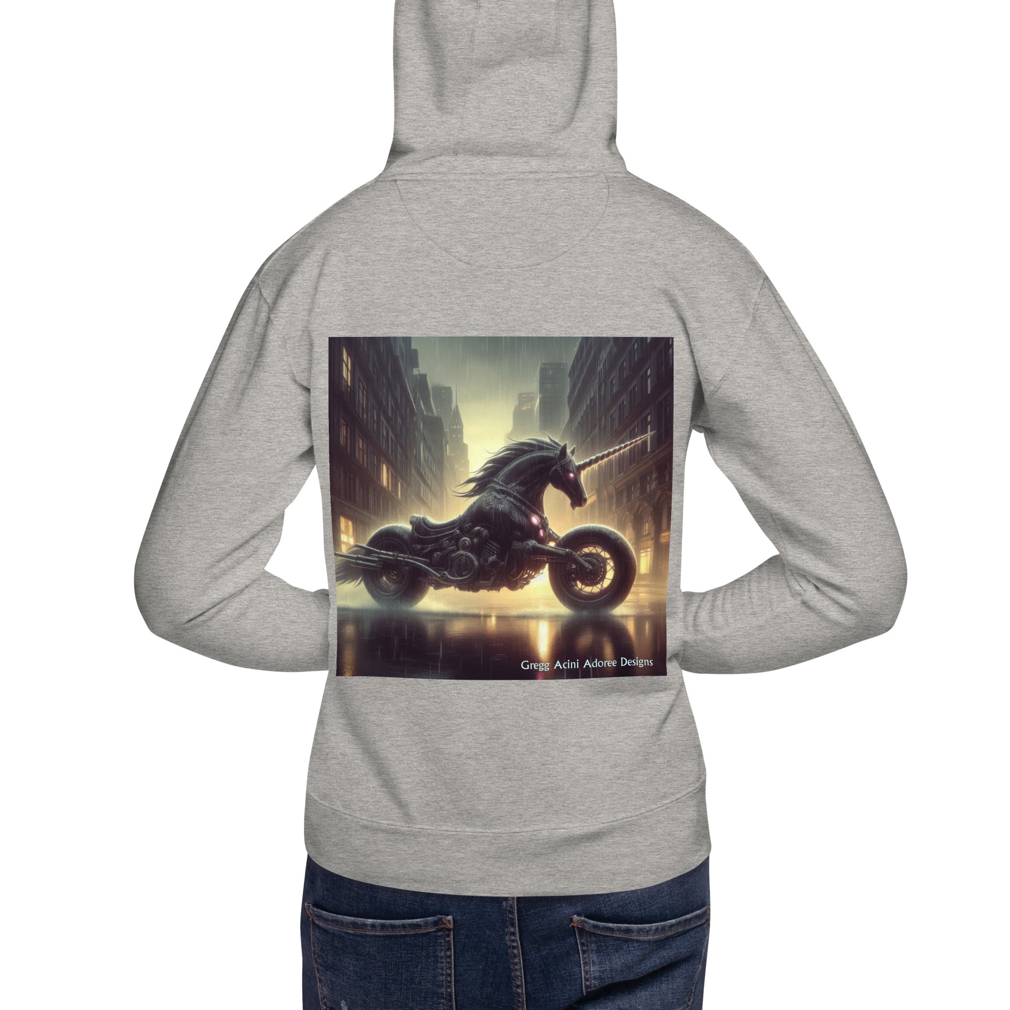 Motorcycle Unicorn Unisex Hoodie by Gregg Acini Adoree Designs - Gregg Acini Adoree Designs - Hoodie