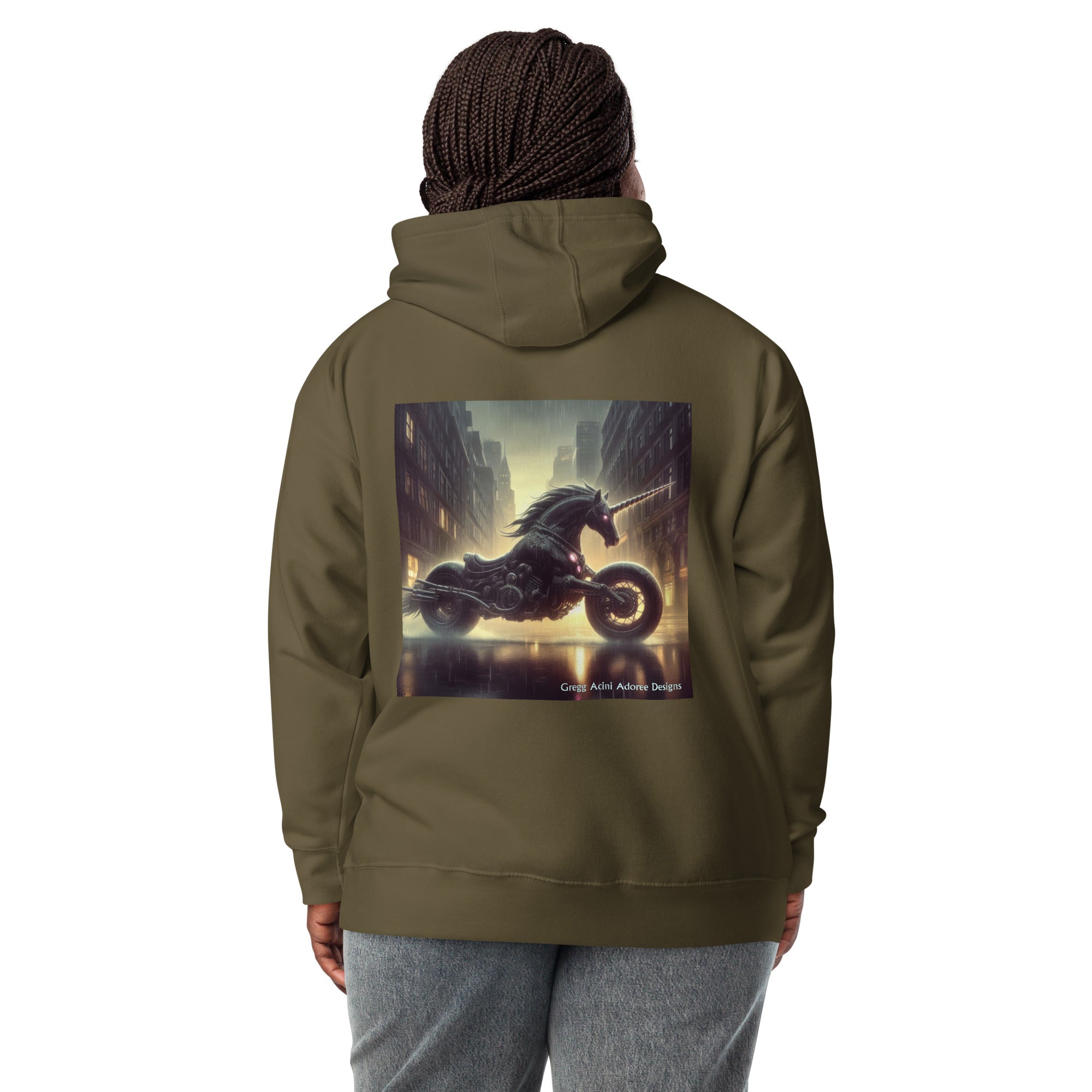 Motorcycle Unicorn Unisex Hoodie by Gregg Acini Adoree Designs - Gregg Acini Adoree Designs - Hoodie