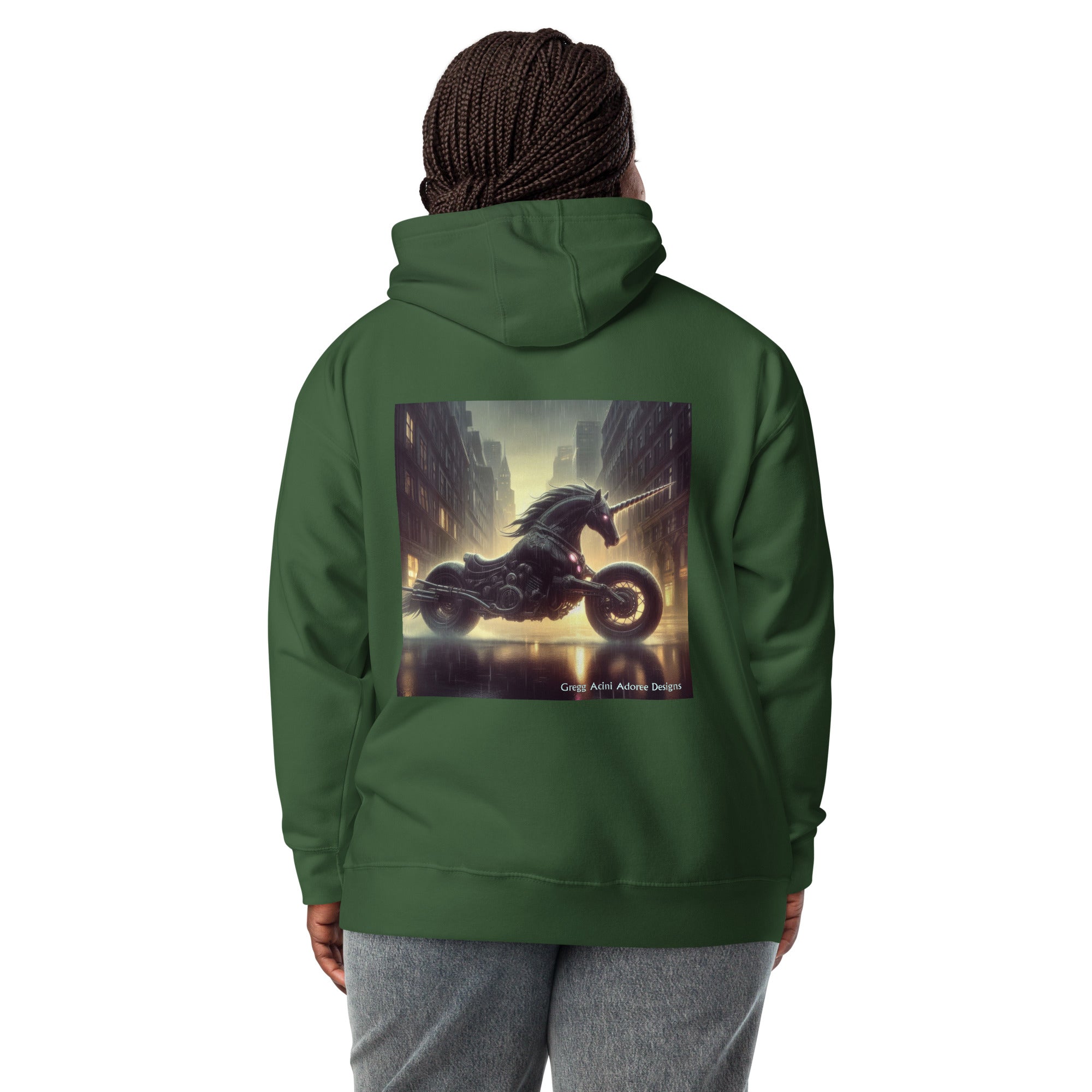 Motorcycle Unicorn Unisex Hoodie by Gregg Acini Adoree Designs - Gregg Acini Adoree Designs - Hoodie