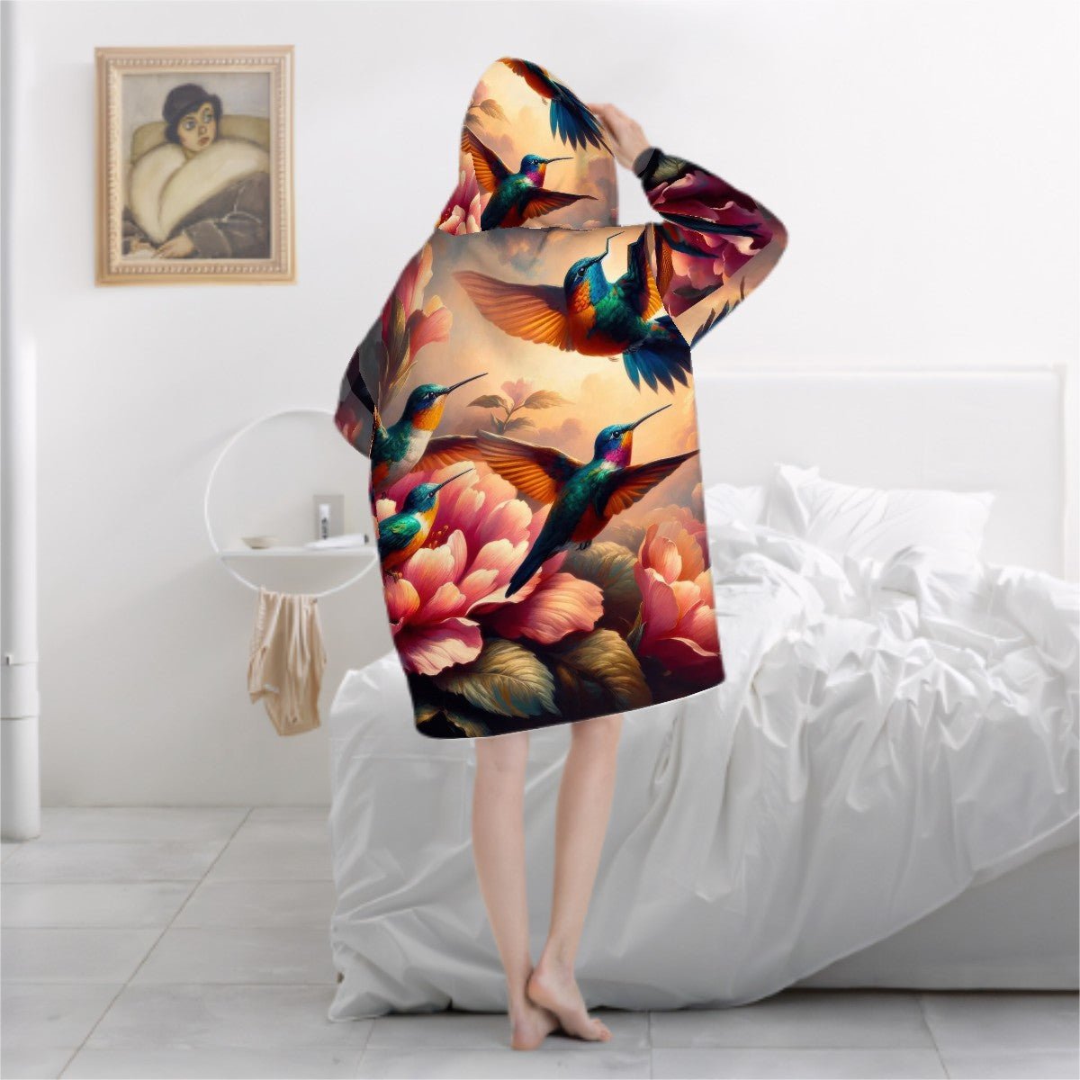 Multicolor Hummingbirds Adult Blanket Hoodie - Gregg Acini Adoree Designs - Hooded Blanket