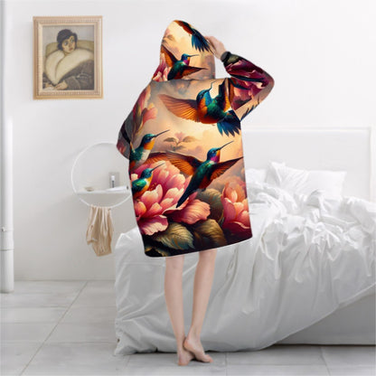 Multicolor Hummingbirds Adult Blanket Hoodie - Gregg Acini Adoree Designs - Hooded Blanket