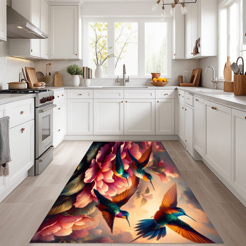 Multicolor Hummingbirds Area Rug without Tassels (3:5) - Gregg Acini Adoree Designs - Rugs & Mats
