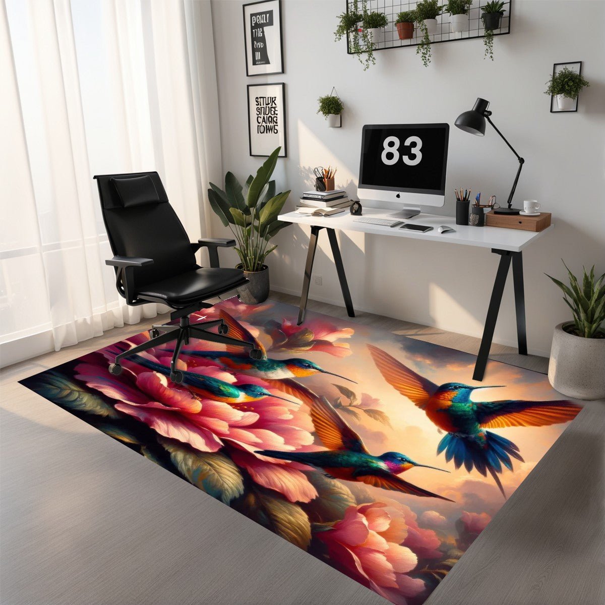 Multicolor Hummingbirds Area Rug without Tassels (3:5) - Gregg Acini Adoree Designs - Rugs & Mats