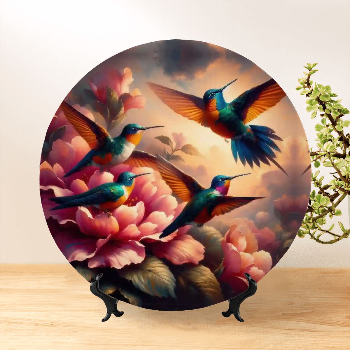 Multicolor Hummingbirds Decorative Plate - Gregg Acini Adoree Designs - Home Accessories