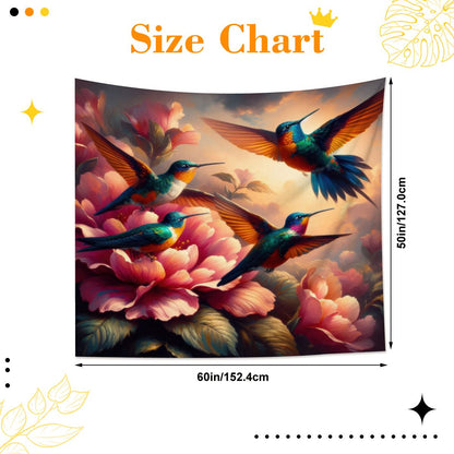 Multicolor Hummingbirds Lightweight Wall Tapestry (Fabric Wall Hanging - USA) - Gregg Acini Adoree Designs - Wall Coverings