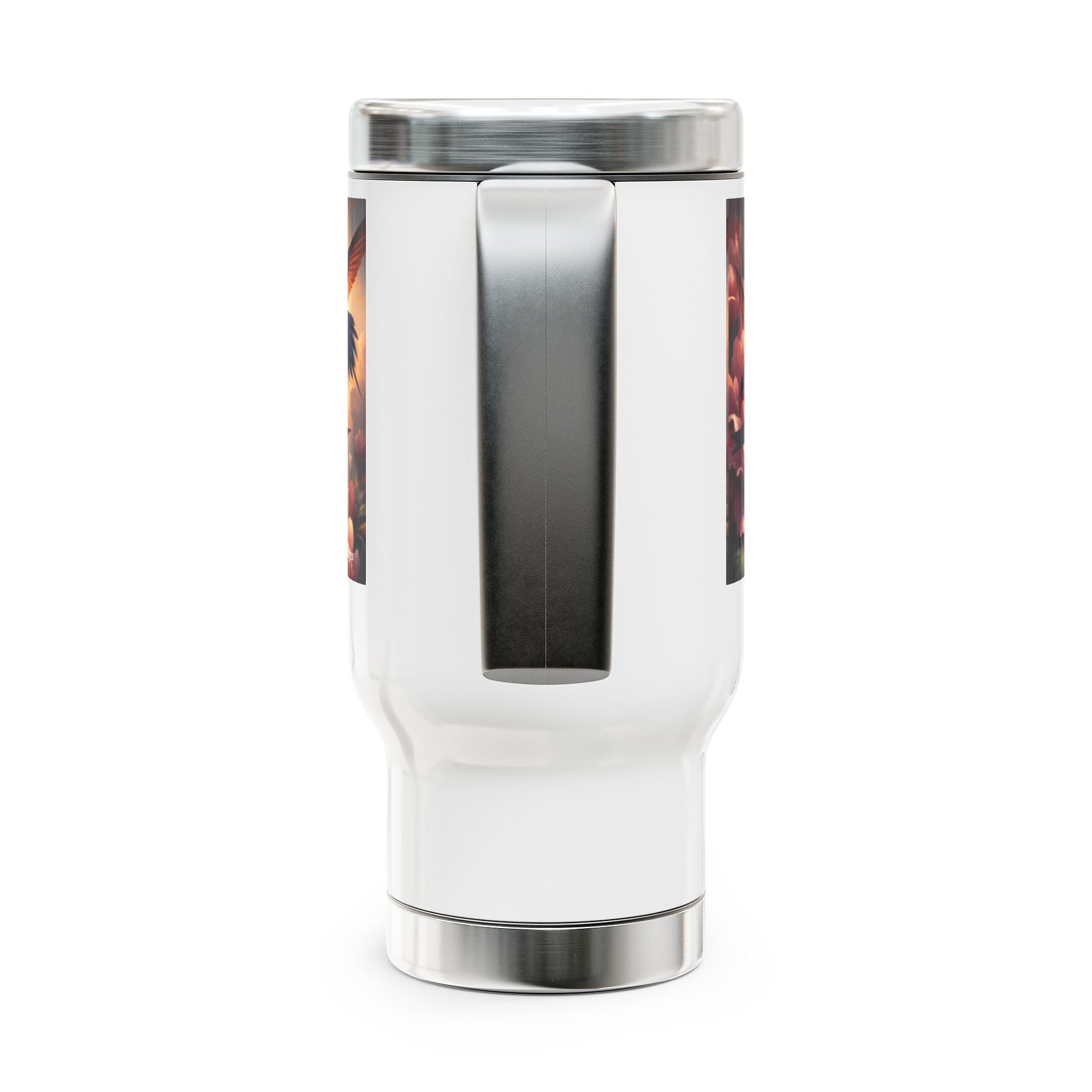 Multicolor Hummingbirds Stainless Steel Travel Mug - 14oz Handle Design - Gregg Acini Adoree Designs - Mug