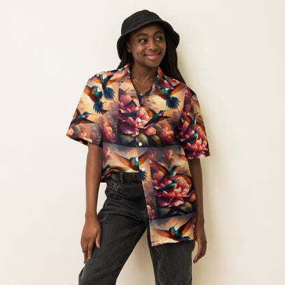 Multicolor Hummingbirds Unisex button shirt by Gregg Acini Adoree Designs - Gregg Acini Adoree Designs - Button Down Shirt