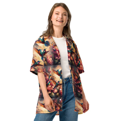 Multicolor Hummingbirds Unisex button shirt by Gregg Acini Adoree Designs - Gregg Acini Adoree Designs - Button Down Shirt