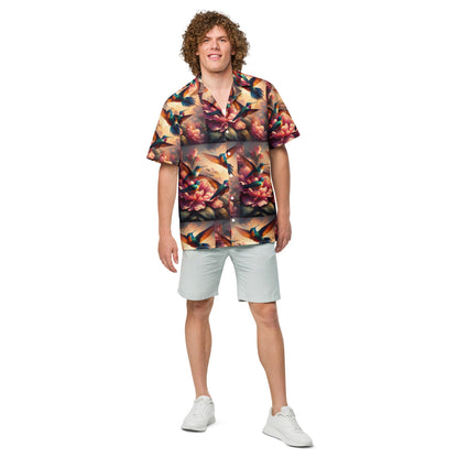 Multicolor Hummingbirds Unisex button shirt by Gregg Acini Adoree Designs - Gregg Acini Adoree Designs - Button Down Shirt