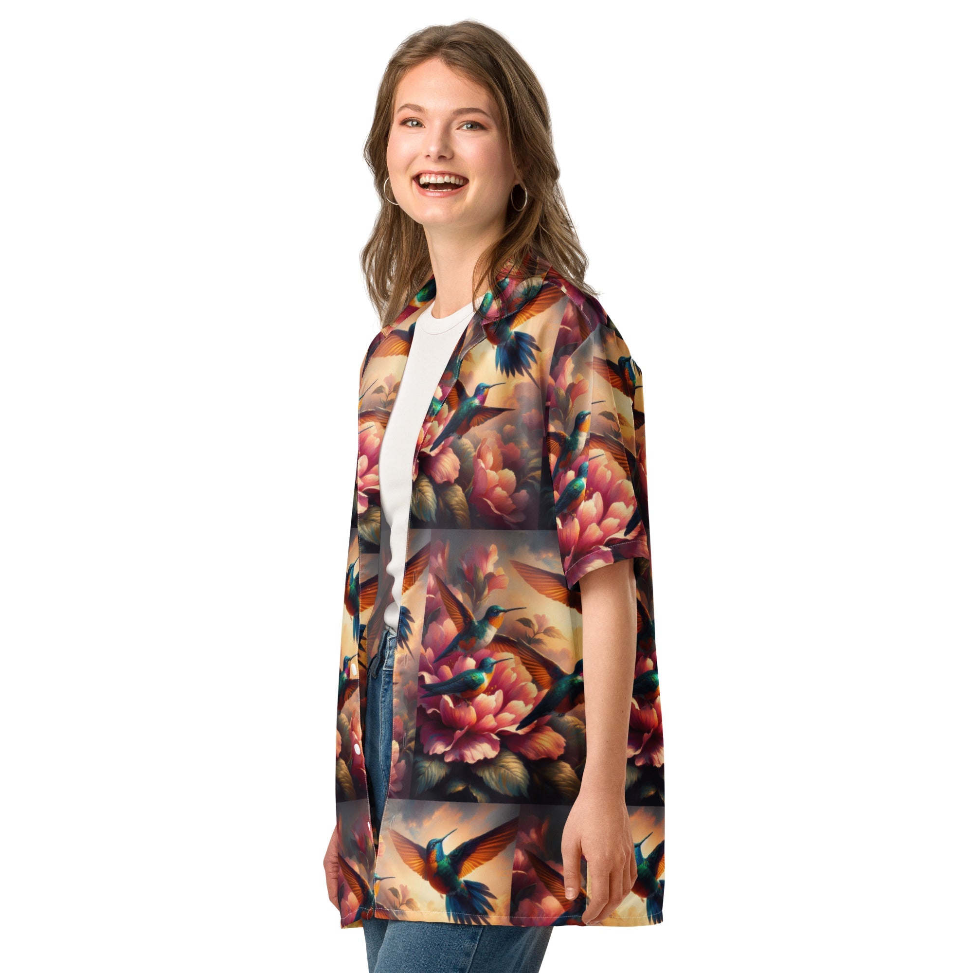 Multicolor Hummingbirds Unisex button shirt by Gregg Acini Adoree Designs - Gregg Acini Adoree Designs - Button Down Shirt