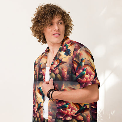 Multicolor Hummingbirds Unisex button shirt by Gregg Acini Adoree Designs - Gregg Acini Adoree Designs - Button Down Shirt