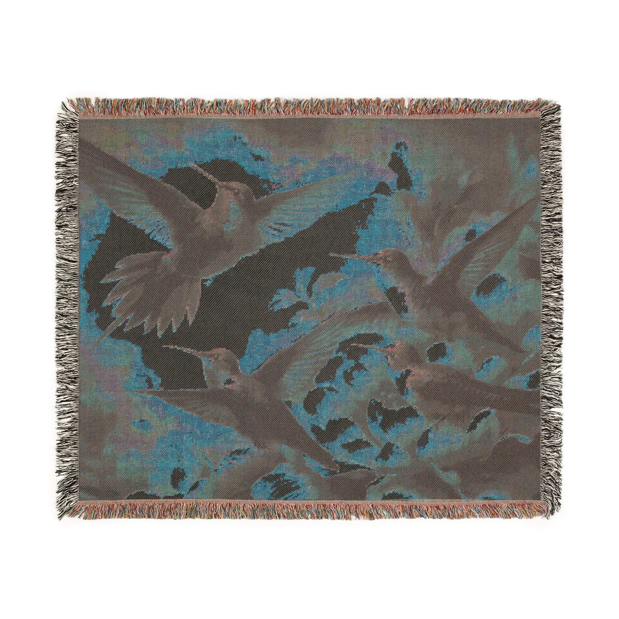Multicolor Hummingbirds Woven Blanket - Cozy Home Décor for Nature Lovers - Gregg Acini Adoree Designs - Blanket