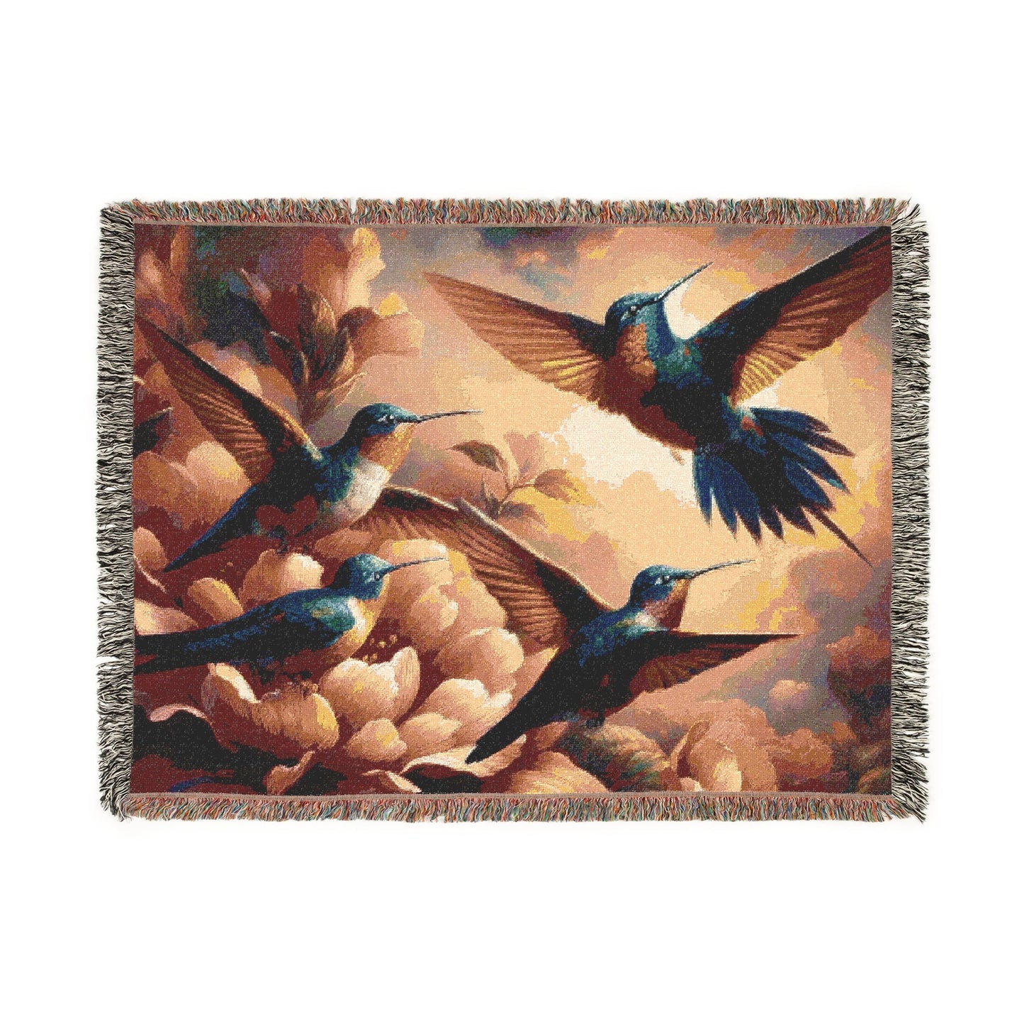 Multicolor Hummingbirds Woven Blanket - Cozy Home Décor for Nature Lovers - Gregg Acini Adoree Designs - Blanket