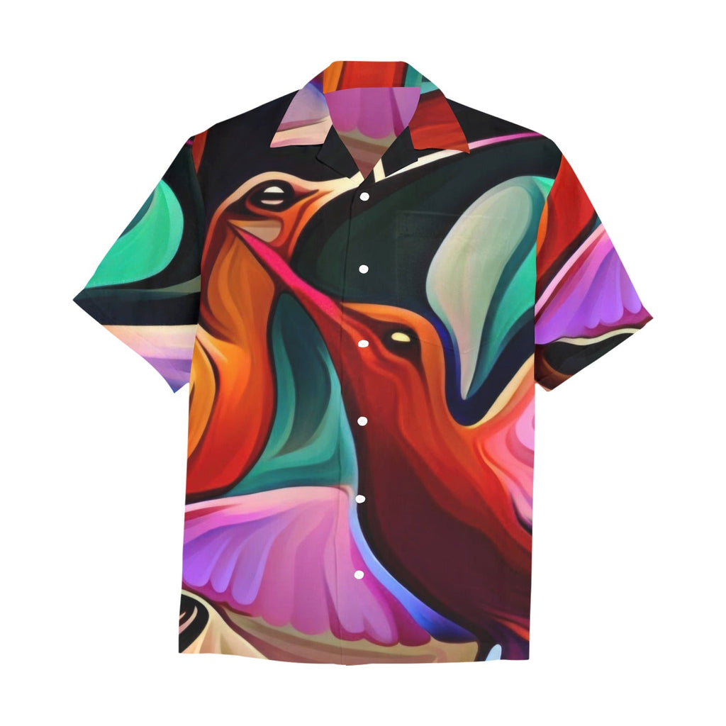 Okee Hummingbirds Hawaiian Shirt with Chest Pocket & Merged Design - Gregg Acini Adoree Designs - Button Down Shirt